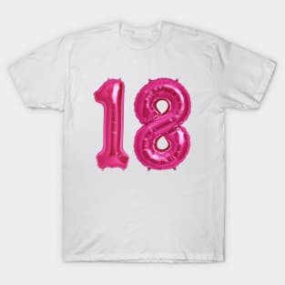 Hot Pink 18th Birthday Metallic Helium Balloons Numbers T-Shirt